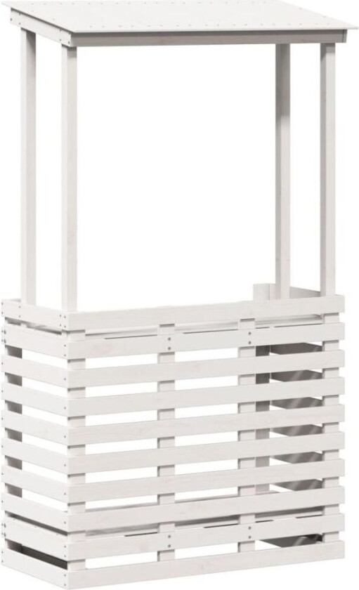 Utendørs barbord med tak hvit 112,5x57x195,5 cm heltre furu