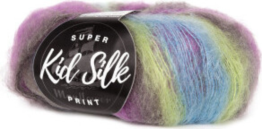 Super Kid Silk Print Garn 09 Hagegrønn