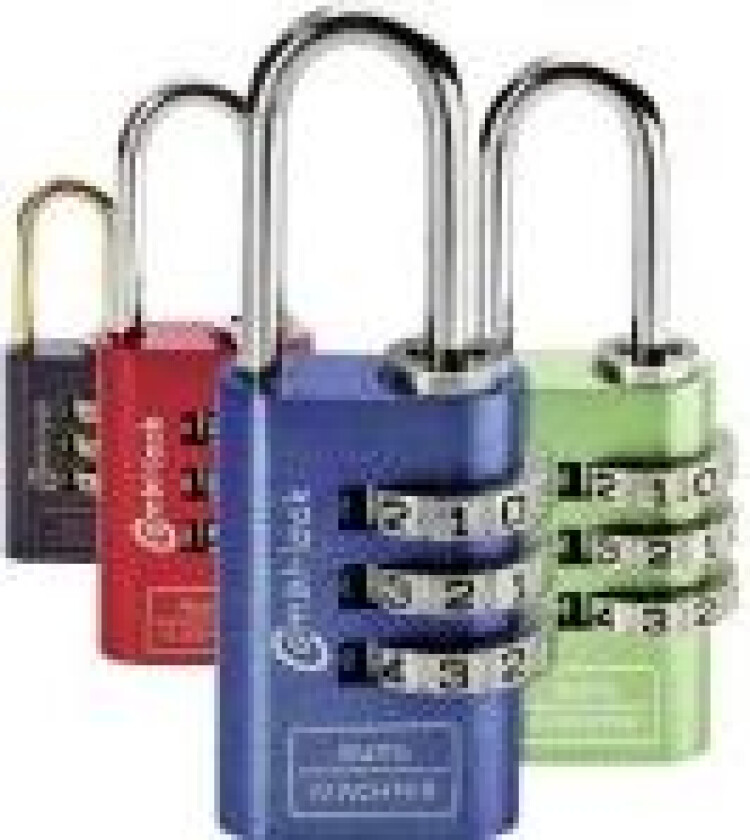 2er Set Duo 88 20 F SB Hængelås Blå , Grøn, Rød, Sort Kombinationslås