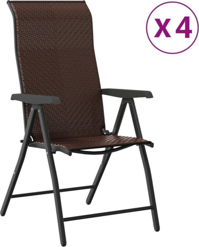 Sammenleggbare hagestoler 4 stk brun polyrotting