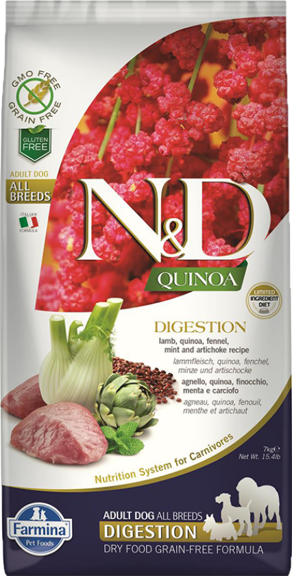 N&D Quinoa Digestion Lamb Adult Tørrfôr til hund 2,5 kg