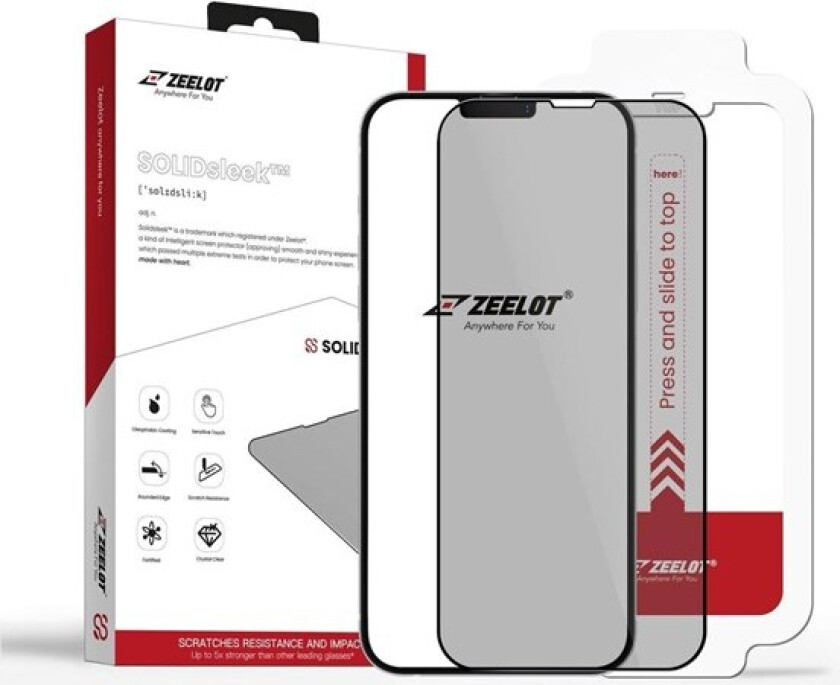 iPhone 13 / 13 Pro  SOLIDsleek Privacy Skjermbeskytter med Installasjonssett- Case Friendly - Svart Kant