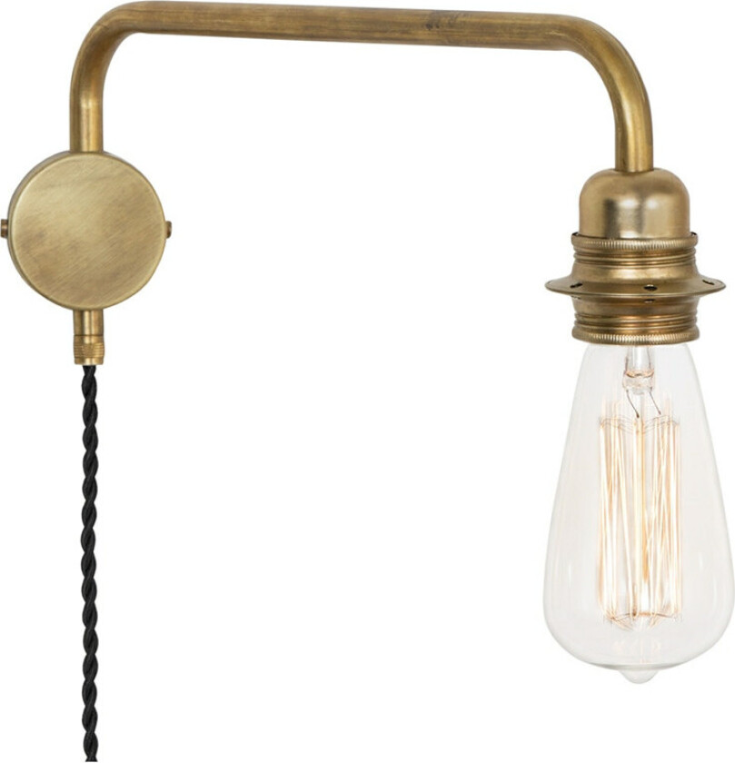 Edison vegglampe arm ned messing ubehandlet