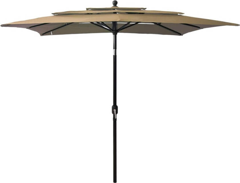 Parasoll med aluminiumsstang 3 nivåer 2,5x2,5 m gråbrun