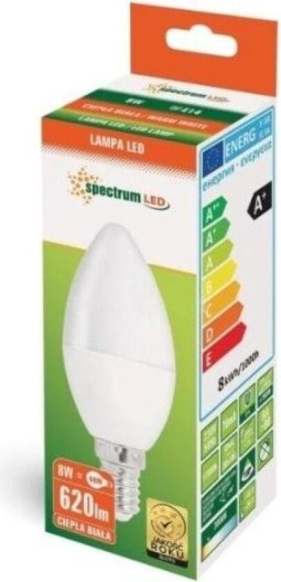 LED lyspære E14 230V 8W WW SPECTRUM