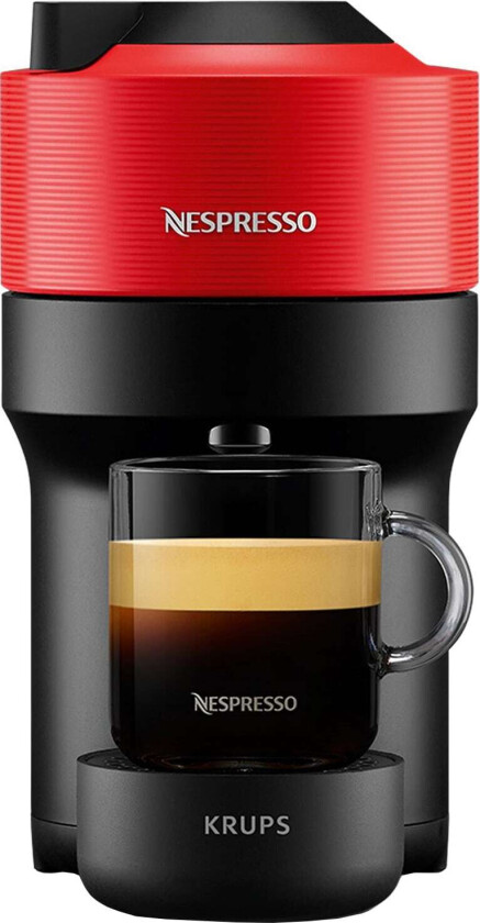 Krups Vertuo Pop XN9205, Kapseldrevet kaffemaskin, 0,56 l, Kaffe kapsyl, 1500 W, Sort, Rød