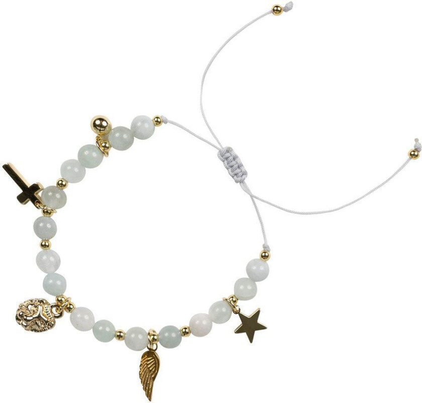 DARK Stone Bead Bracelet With Charms Aquamarine