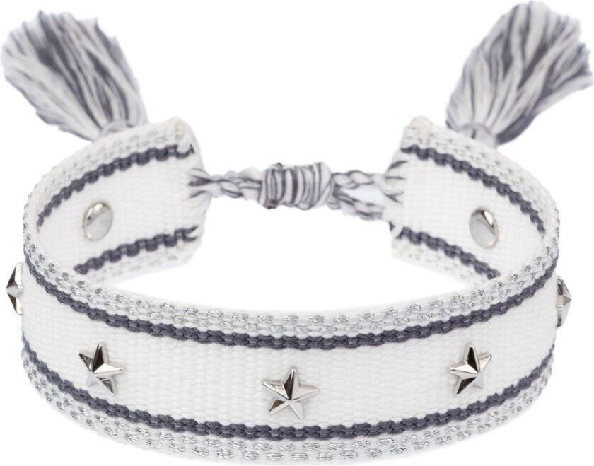 DARK Woven Friendship Bracelet With Star Studs White With Steel B
