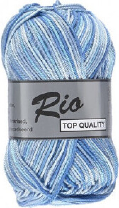 Lammy Rio Garn Print 623 Hvit/Blå 50 gram