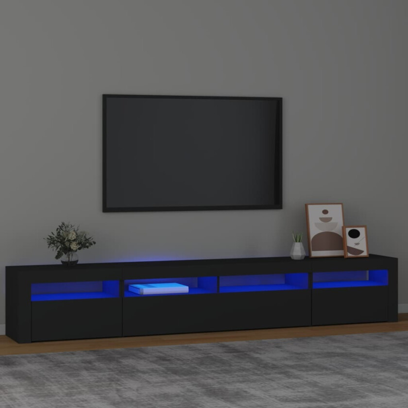 TV-benk med LED-lys svart 240x35x40 cm