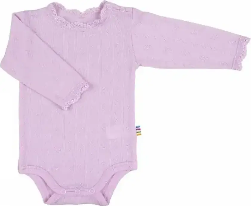 Body med lange ermer i lyserosa ull og silke | Joha | Baby | Pastellrosa | størrelse 50 | 85% Ull og 15% Silke til