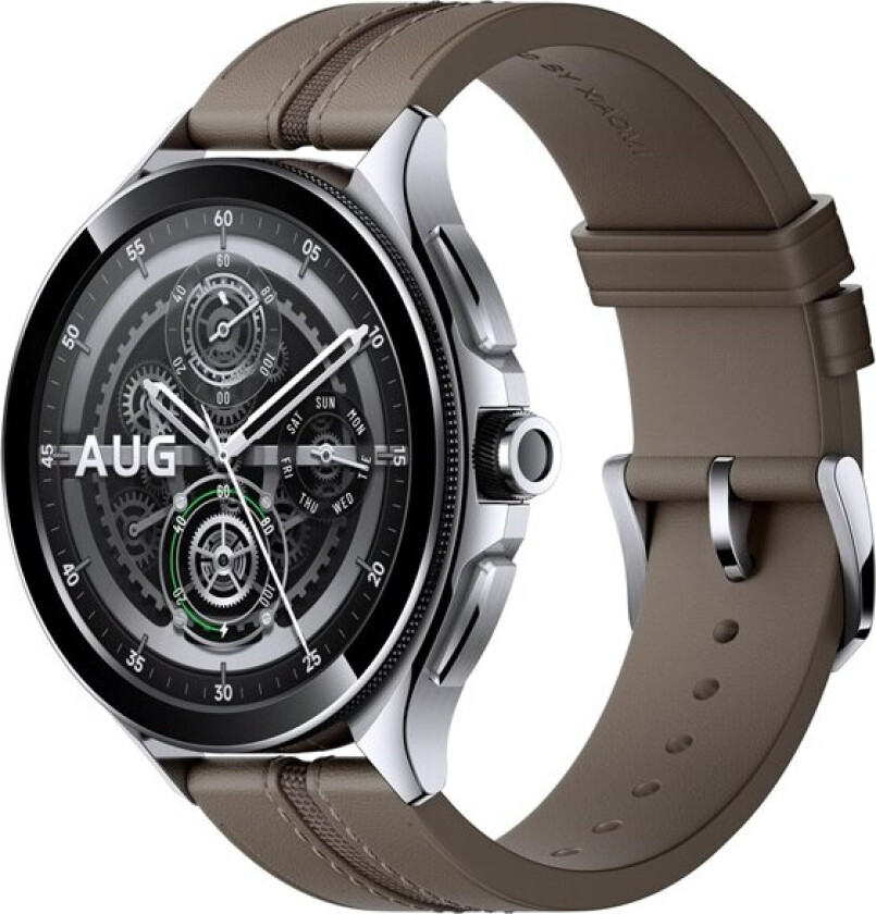 Watch 2 Pro - silver stainless steel - smart watch with strap - brown - 32 GB