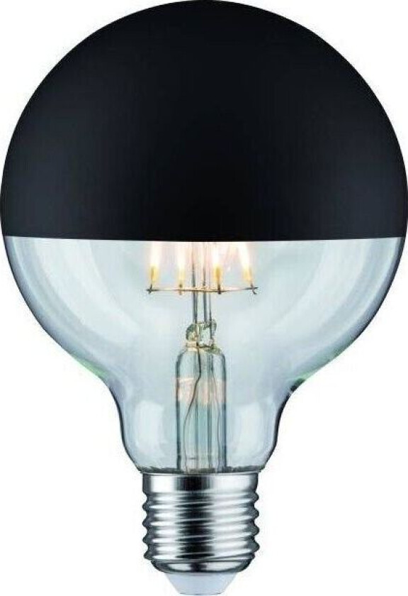 LED source G95 mirror 6W 230V 520lm E27 2700K Mat black dimmable