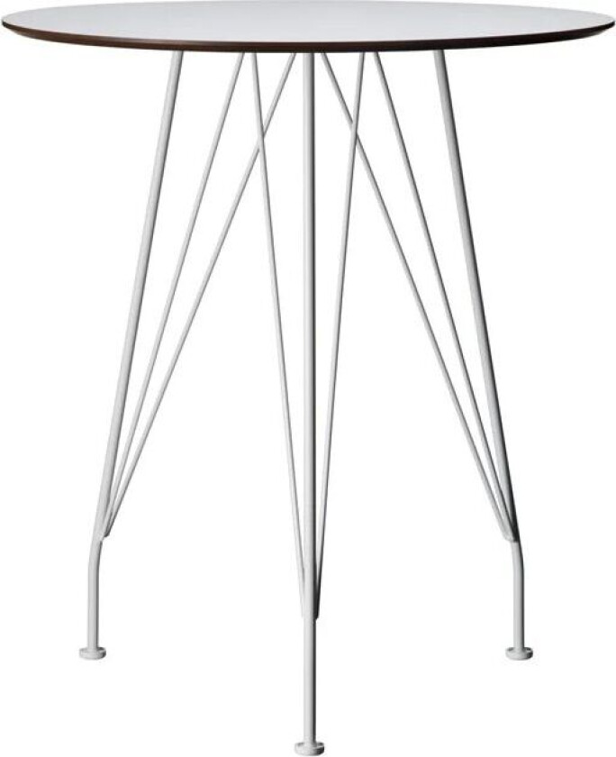 Desirée kafébord Hvit laminat, Ø 110 cm, hvitlakkert understell