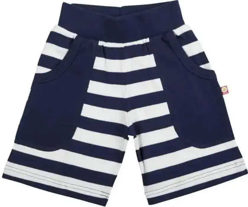 Shorts i mørk blå og hvit stripet økologisk bomull | Barn SPAR 25% | Katvig Shorts YD StripeU | Størrelse 134 | 100% Organisk bomull25