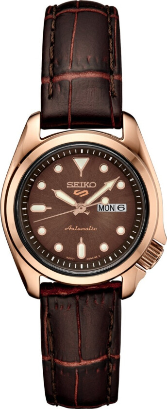 Seiko 5 Sports Ladies Automatic SRE006K1 - Automatisk - Rosegull - Dameklokker - Skinn - Mineral