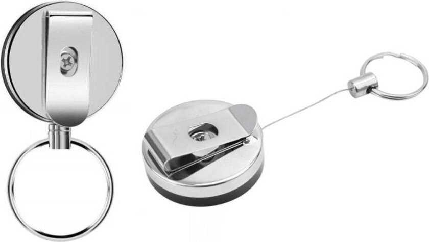 INF Uttrekkbar nøkkelring med jojo-funksjon og snor, 62 cm 2-pack