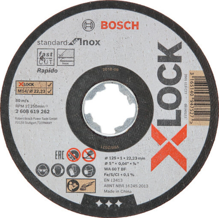 Standard for Inox Kappeskive X-LOCK 125 × 1 × 22,23 mm