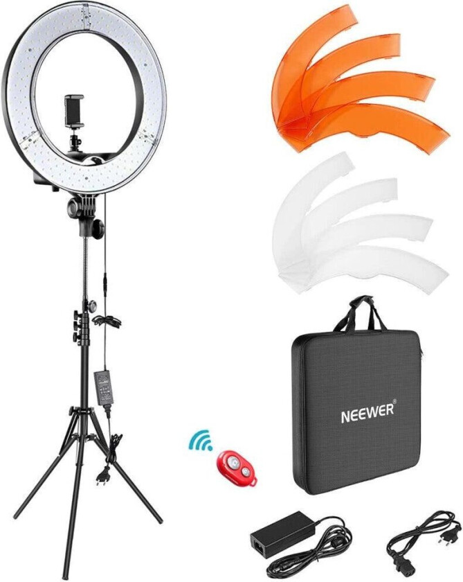 Studio LED Ring Lamp Selfie 48cm Diameter Dimmable Justerbar med bredde på farger og 2M Stand Ring Light Studio
