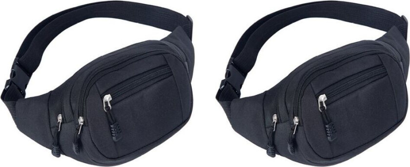 INF Svart midjeveske med flere rom 2-pack