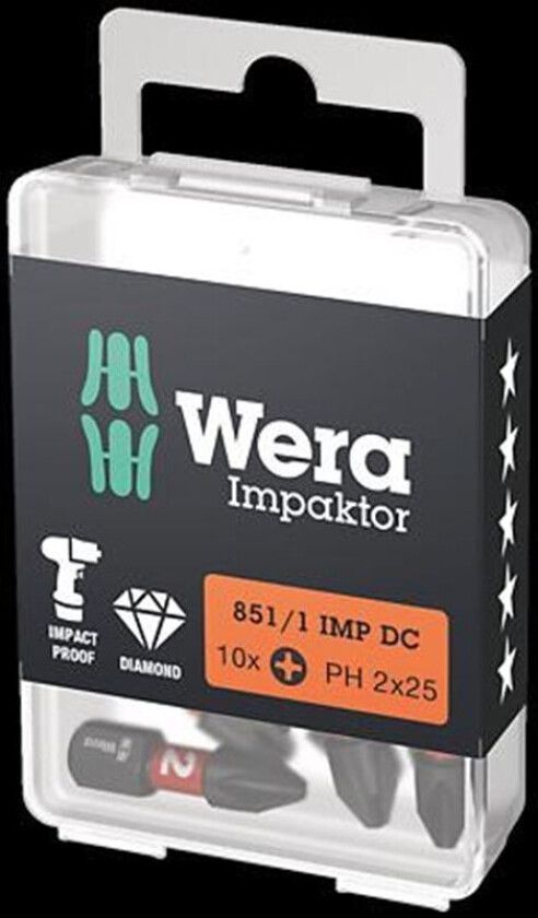 851/1 IMP DC PH DIY Impaktor PH bits. 10x PH 2x25 mm