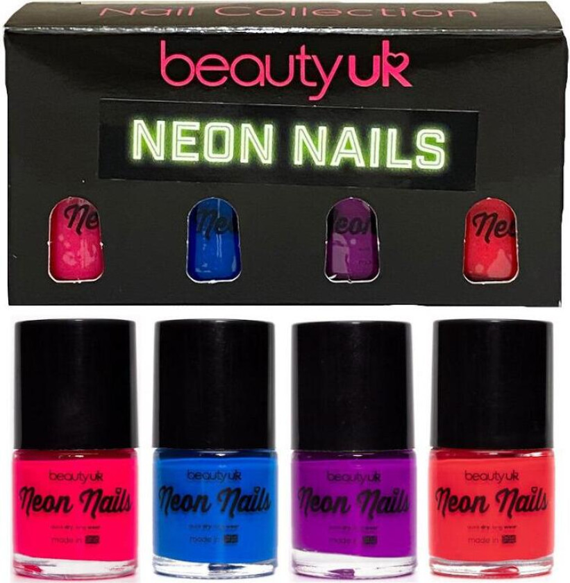 Beauty UK Neon Nail Polish Set 2 4x9ml