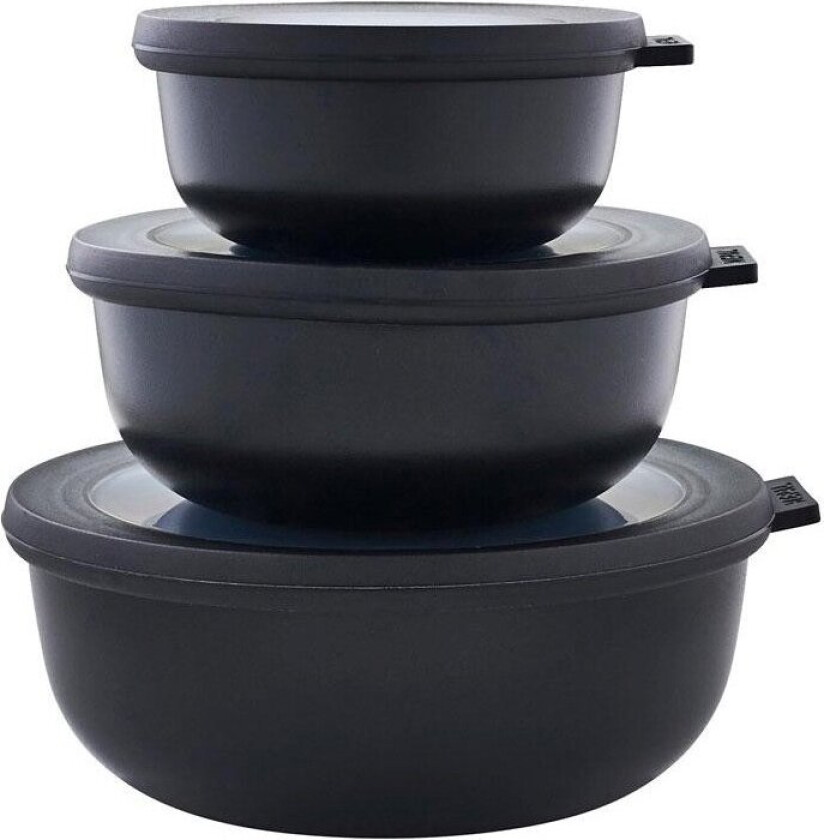 Bilde av - Cirqula Low Bowl Set Of 3 - Black (233089)
