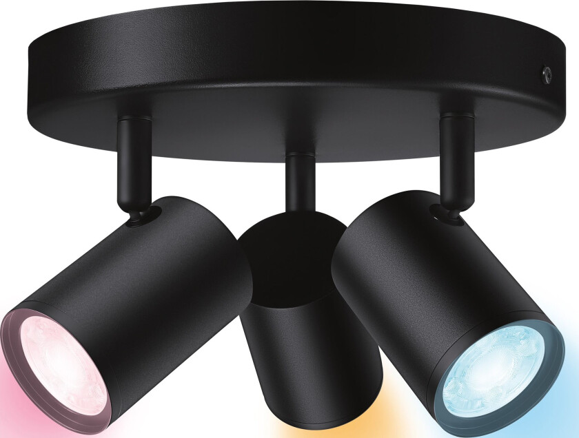 Smart Imageo rund 3 lys spot 3x5W 2700-6500K RGB Fullfarge Wîfi - Svart