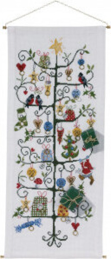 Broderisett Aida Julekalender Juletre 30x71cm