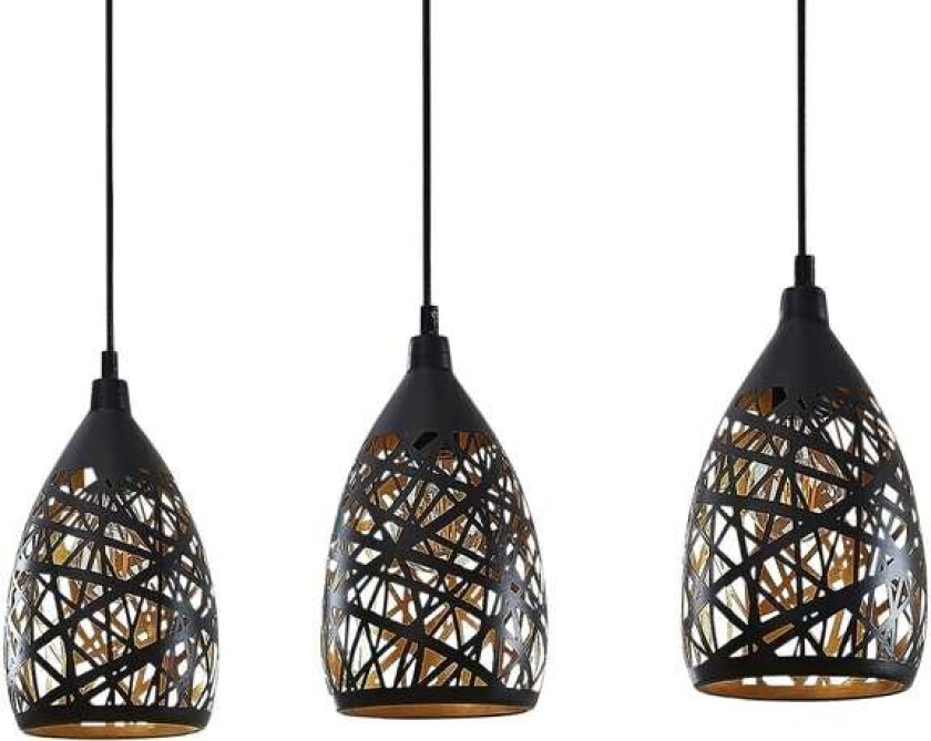 Marcello hengelampe 3 lyskilder, svart-gull