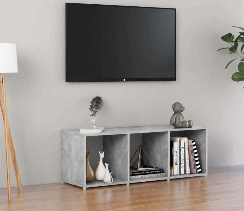 TV-benk betonggrå 107x35x37 cm sponplate