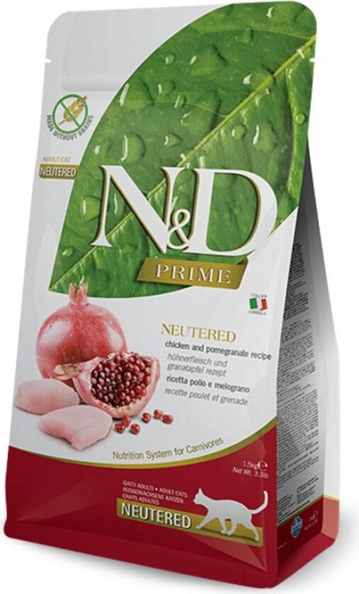N&D Prime Chicken & Pomegranate Neutered Tørrfôr til katt 5 kg