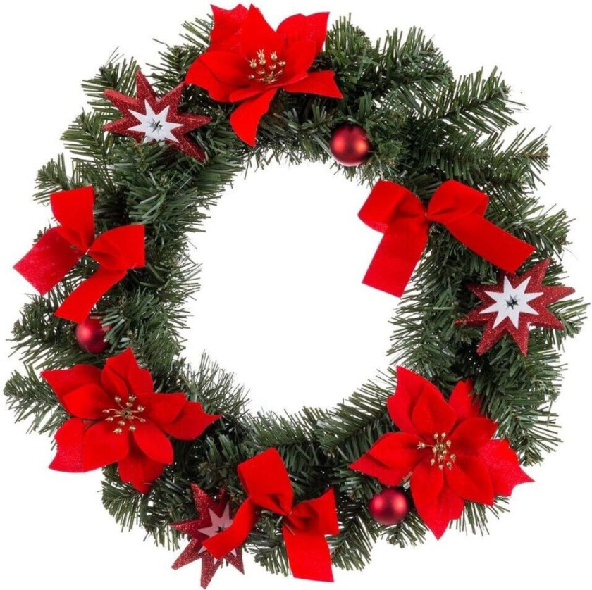 Julekrans Rød Grønn Plast 40 cm