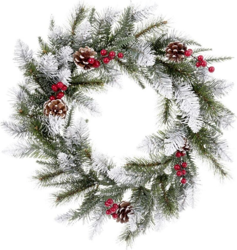 Julekrans Hvit Rød Grønn PVC Plast Ananas 50 x 50 x 15 cm