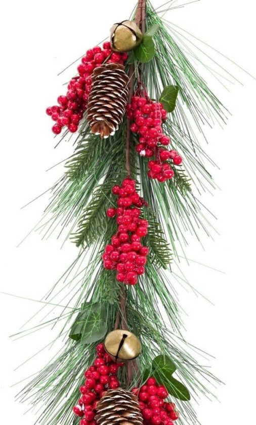 Julekrans Rød Grønn Plast Ananas 140 cm