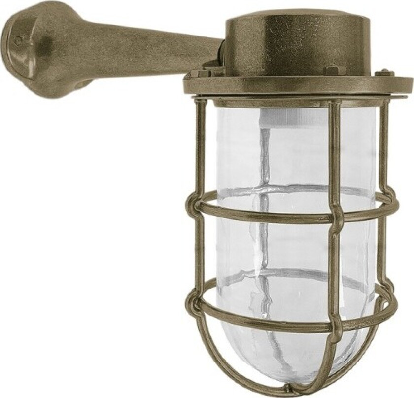 716 Vegglampe med klart stabilt glass støpt messing IP44