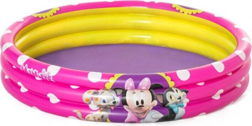 91079, Oppblåsbart basseng, 140 l, Rund, 2 år, Minnie Mouse, Rosa, Gult