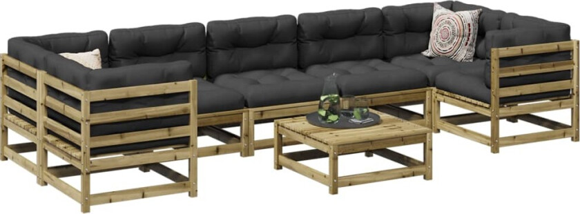 Hagesofasett 8 deler impregnert furu