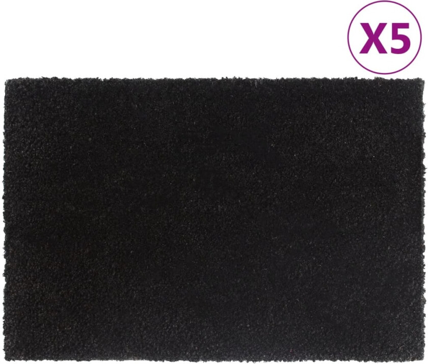 Dørmatter 5 stk svart 40x60 cm tuftet kokosfiber