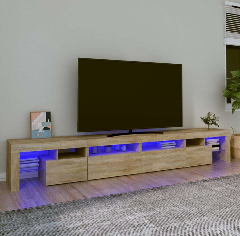 TV-benk med LED-lys sonoma eik 260x36,5x40 cm