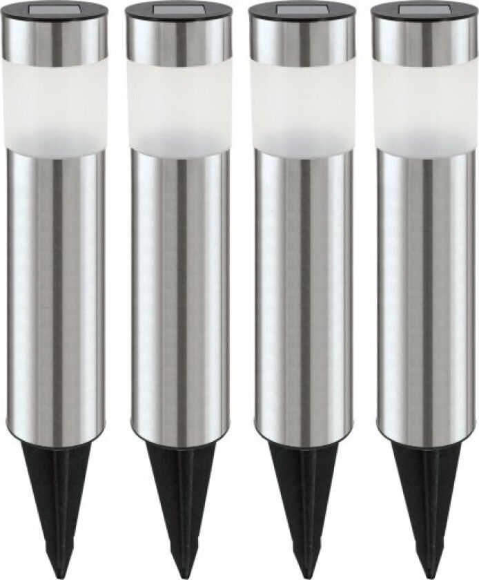 solcelle pullert, rustfri stål, 4 stk.