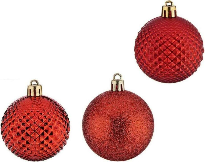 Juletrekule à 6 cm 6 nummer Rød PVC