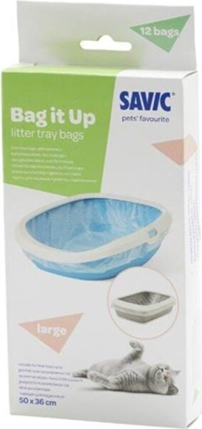 Savic Kattedo Gizmo Happy Planet - 52 cm - Bag it Up Litter Tray Bags, Large, 1 x 12 Stk