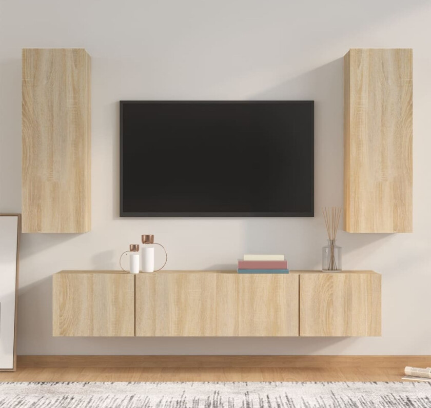 TV-skapsett 4 deler sonoma eik konstruert tre