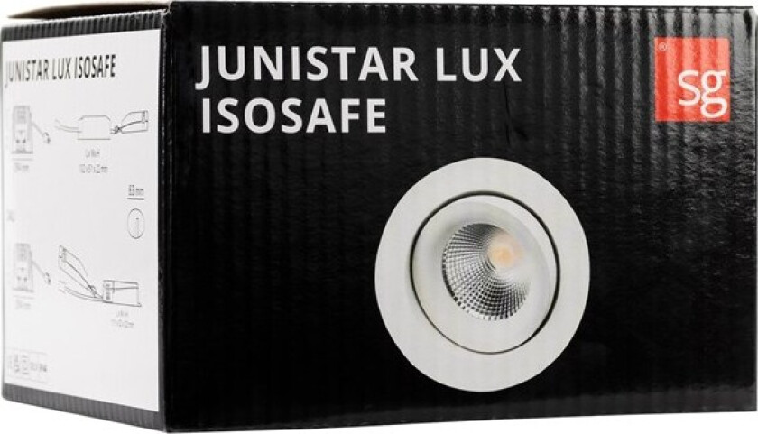 SG Junistar Lux Isosafe innbyggingspott 7W LED 3000K, hvit