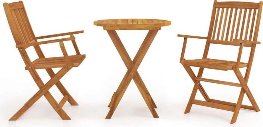 Sammenleggbart bistrosett 3 deler heltre akasie