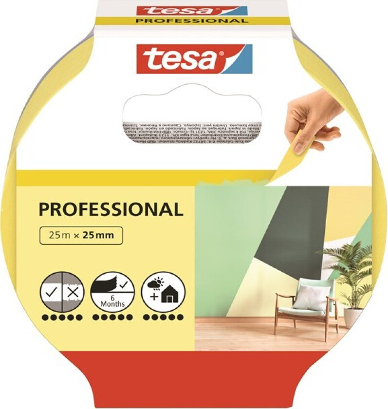Masking Tape Professional 25m x 25mm Yellow