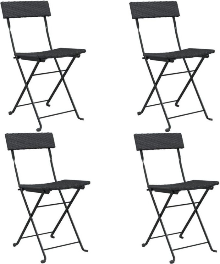 Sammenleggbare bistrostoler 4 stk svart polyrotting og stål
