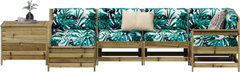 Hagesofasett 7 deler impregnert furu