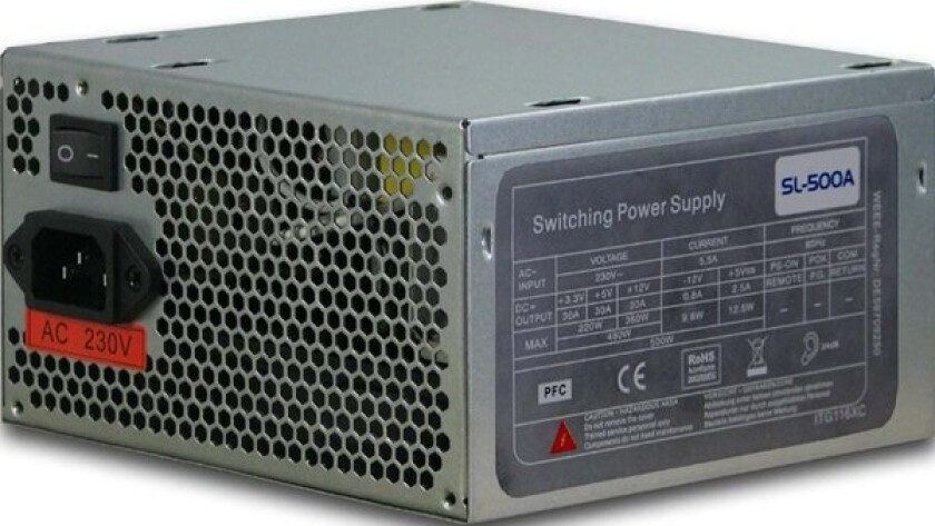 SL-500A Strømforsyning (PSU) - 500 Watt - 120 mm - 80 Plus